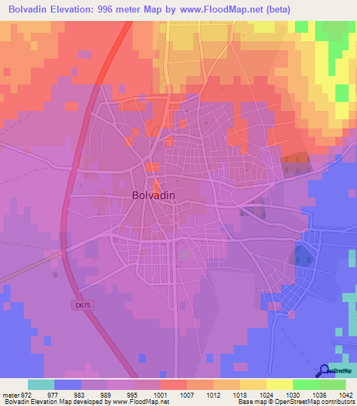 Bolvadin,Turkey Elevation Map