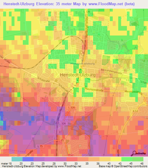 Henstedt-Ulzburg,Germany Elevation Map