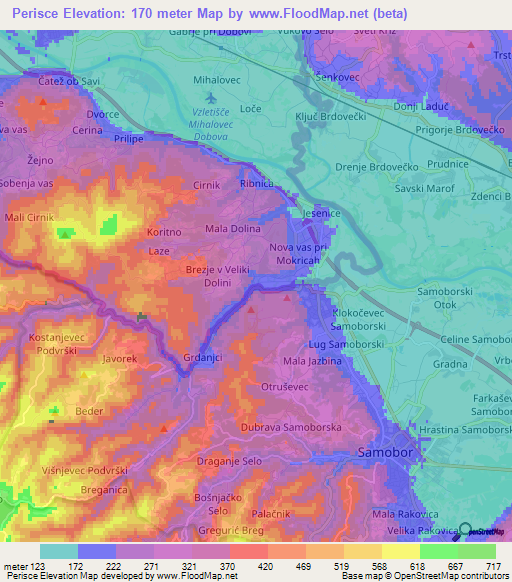 Perisce,Slovenia Elevation Map