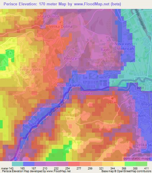 Perisce,Slovenia Elevation Map