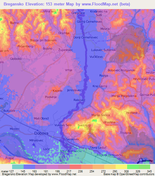 Bregansko,Slovenia Elevation Map