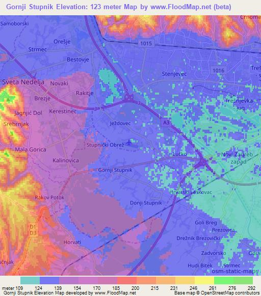 Gornji Stupnik,Croatia Elevation Map