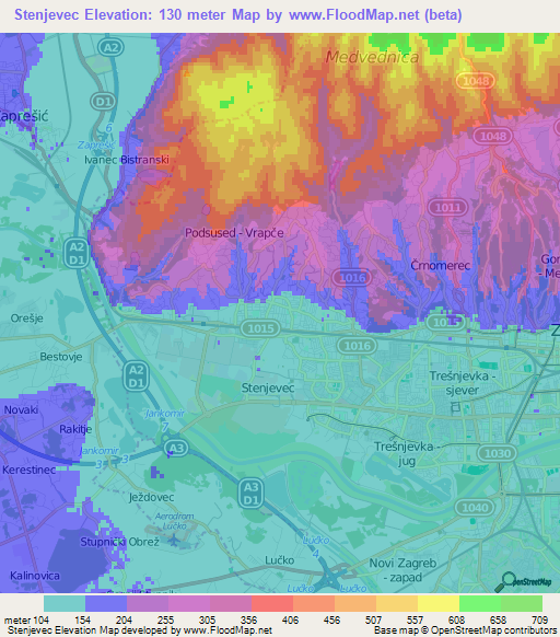 Stenjevec,Croatia Elevation Map