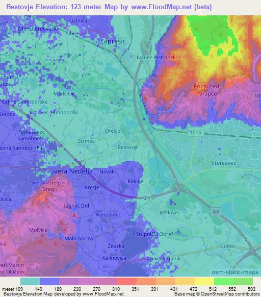 Bestovje,Croatia Elevation Map