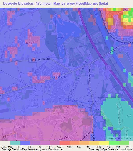 Bestovje,Croatia Elevation Map