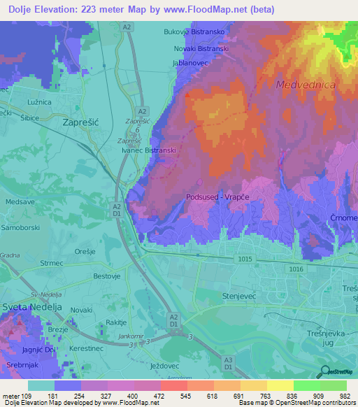 Dolje,Croatia Elevation Map