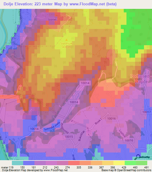 Dolje,Croatia Elevation Map