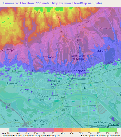 Crnomerec,Croatia Elevation Map