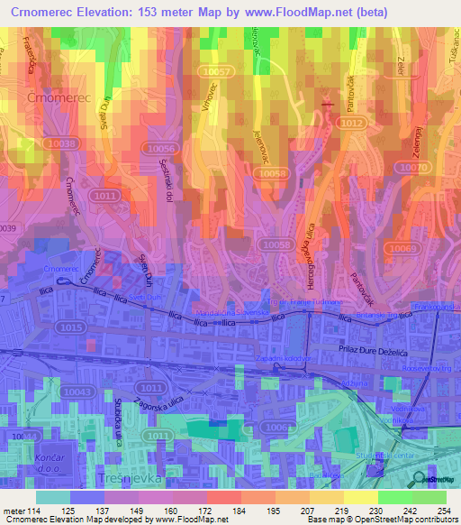 Crnomerec,Croatia Elevation Map