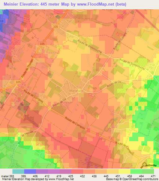 Meinier,Switzerland Elevation Map