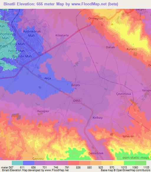 Binatli,Turkey Elevation Map