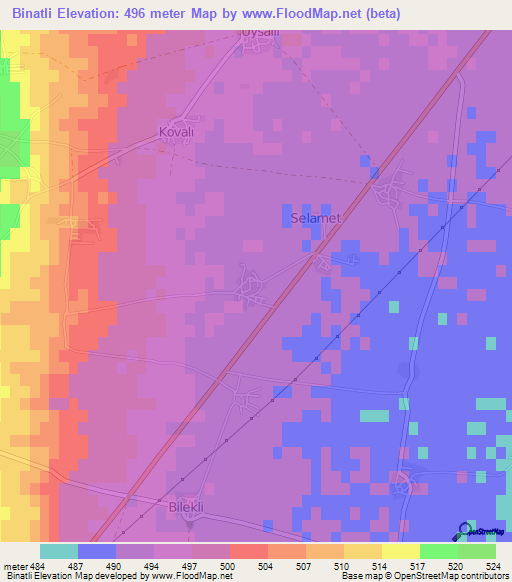 Binatli,Turkey Elevation Map