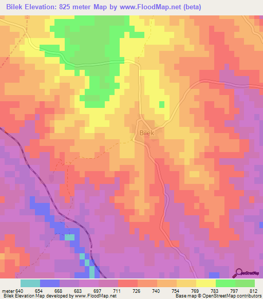 Bilek,Turkey Elevation Map