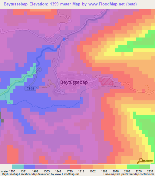 Beytussebap,Turkey Elevation Map