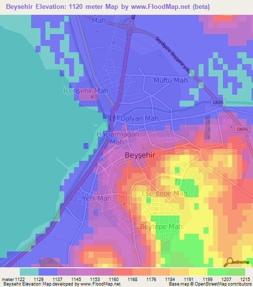 Beysehir,Turkey Elevation Map