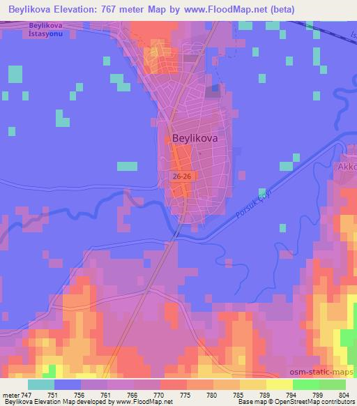 Beylikova,Turkey Elevation Map