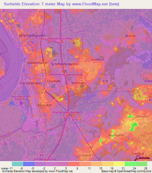 Surheide,Germany Elevation Map