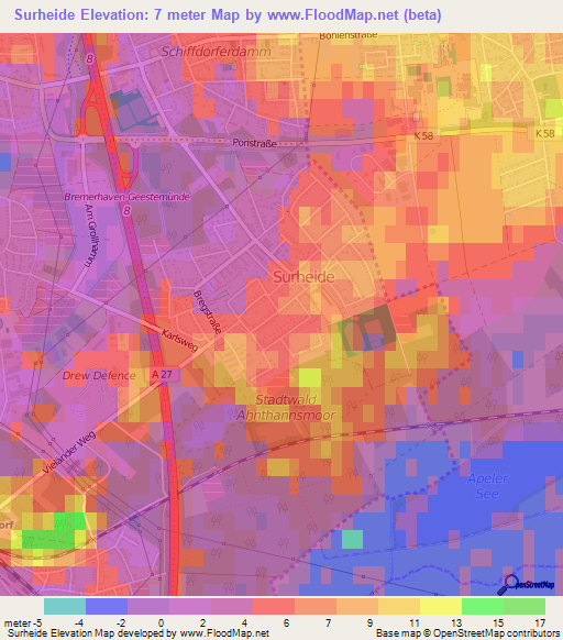 Surheide,Germany Elevation Map