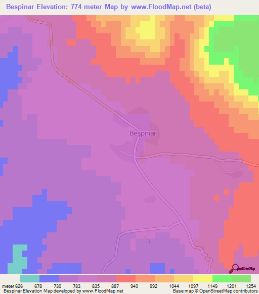 Bespinar,Turkey Elevation Map