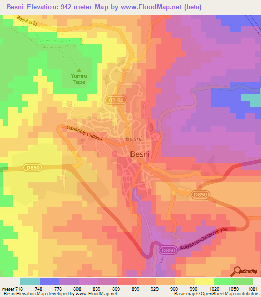 Besni,Turkey Elevation Map