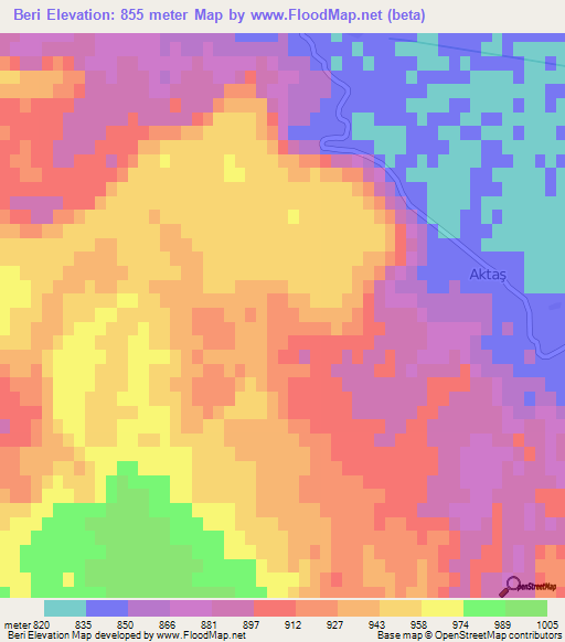 Beri,Turkey Elevation Map