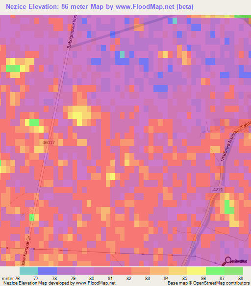 Nezice,Croatia Elevation Map