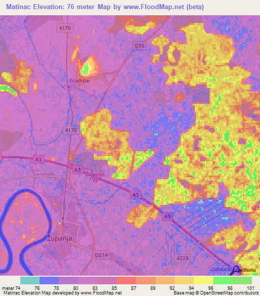 Matinac,Croatia Elevation Map