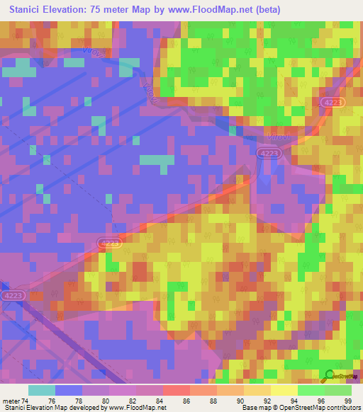 Stanici,Croatia Elevation Map