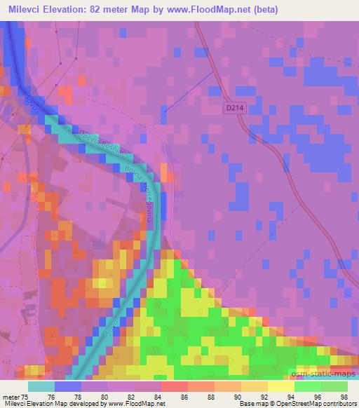 Milevci,Croatia Elevation Map