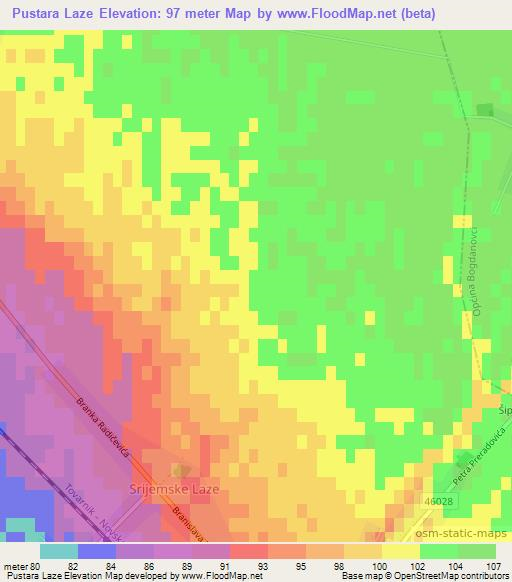 Pustara Laze,Croatia Elevation Map