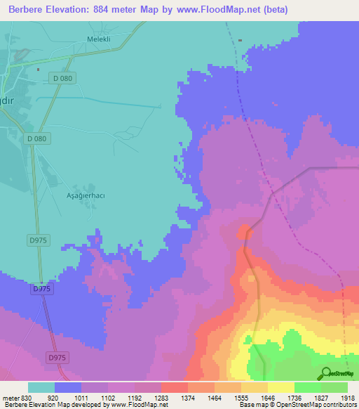 Berbere,Turkey Elevation Map