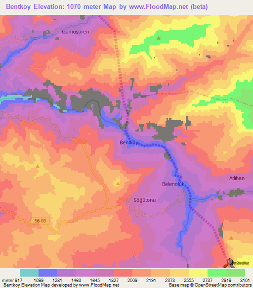 Bentkoy,Turkey Elevation Map