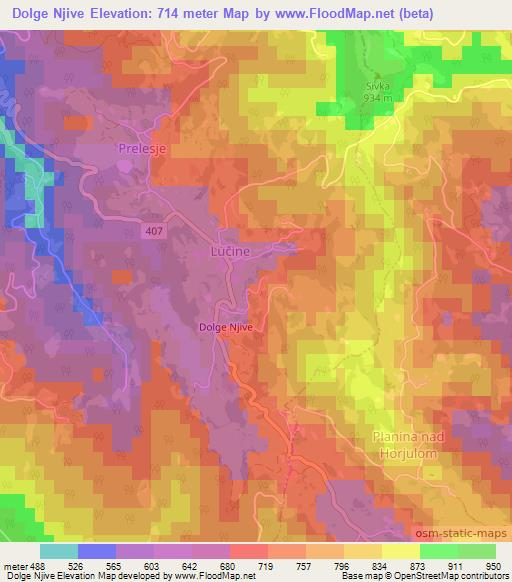 Dolge Njive,Slovenia Elevation Map