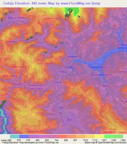 Trebija,Slovenia Elevation Map