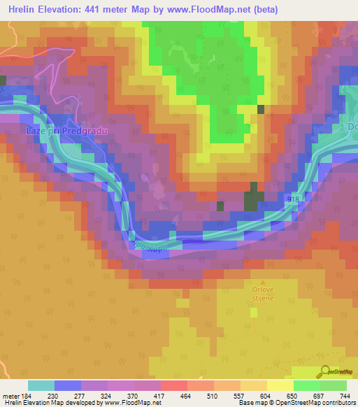 Hrelin,Slovenia Elevation Map