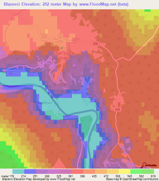 Blazevci,Slovenia Elevation Map