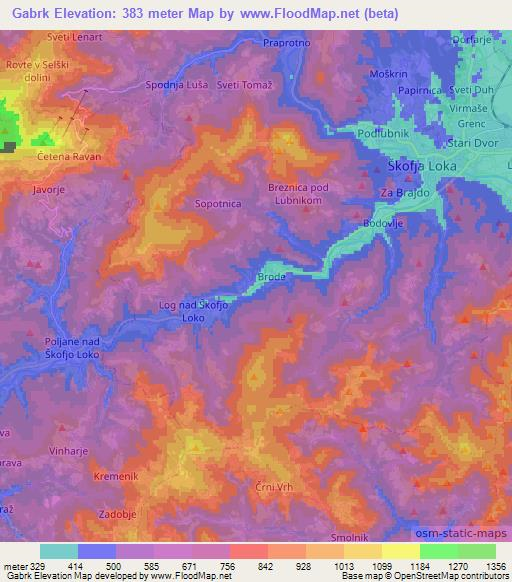 Gabrk,Slovenia Elevation Map