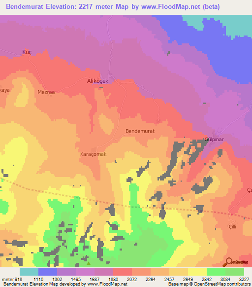 Bendemurat,Turkey Elevation Map