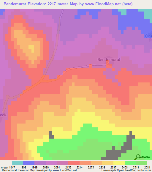 Bendemurat,Turkey Elevation Map