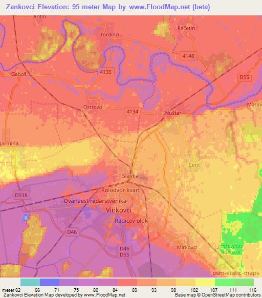Zankovci,Croatia Elevation Map