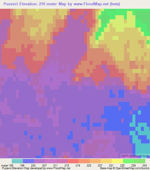 Puzevci,Slovenia Elevation Map