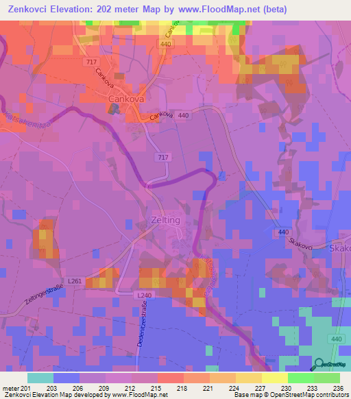 Zenkovci,Slovenia Elevation Map