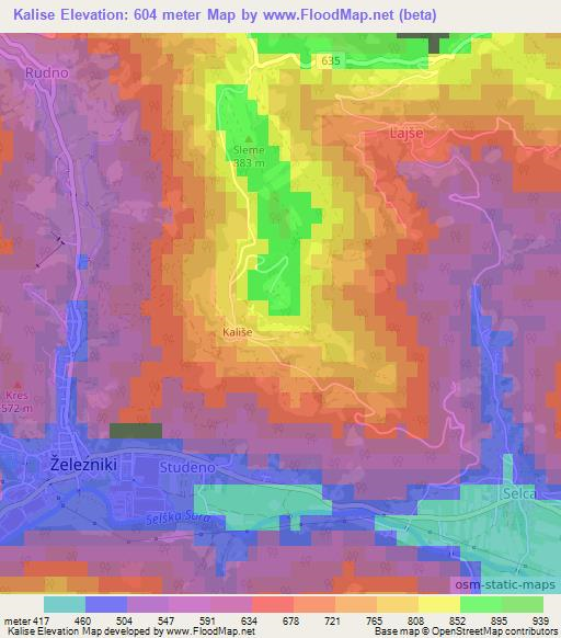 Kalise,Slovenia Elevation Map