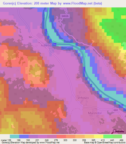 Gorenjcj,Slovenia Elevation Map