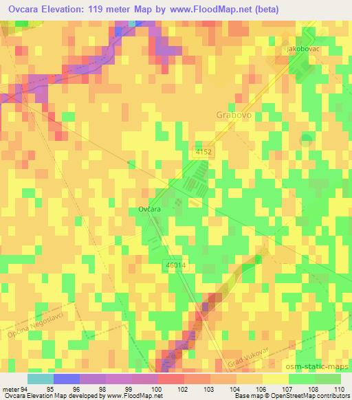 Ovcara,Croatia Elevation Map