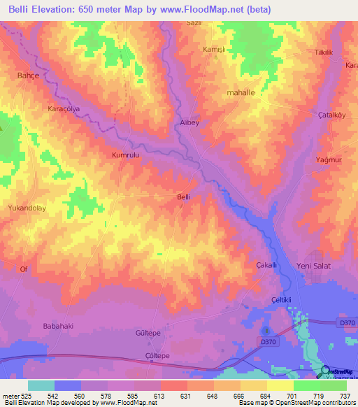 Belli,Turkey Elevation Map