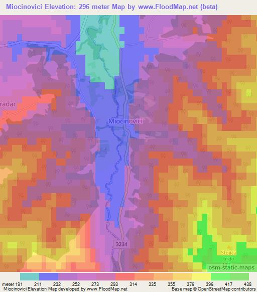 Miocinovici,Croatia Elevation Map