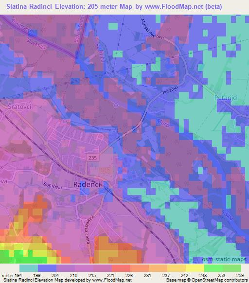 Slatina Radinci,Slovenia Elevation Map