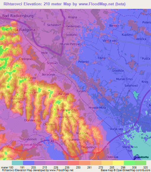 Rihtarovci,Slovenia Elevation Map