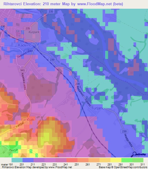 Rihtarovci,Slovenia Elevation Map